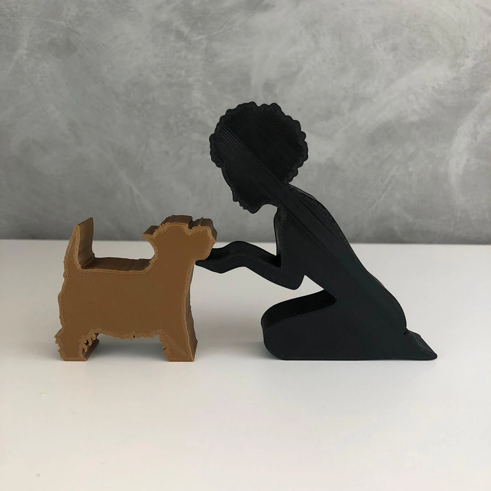 Girl and her Yorkshire - afro hair 3D Print Model .c4d .max .obj .3ds .fbx .stl .blend 