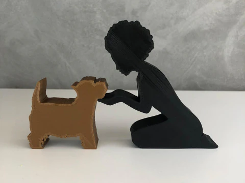 Girl and her Yorkshire - afro hair 3D Print Model