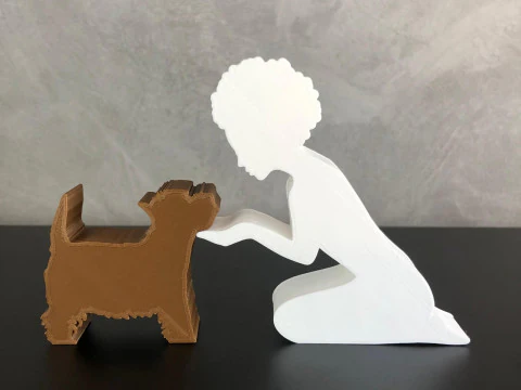 Girl and her Yorkshire - afro hair 3D Print Model