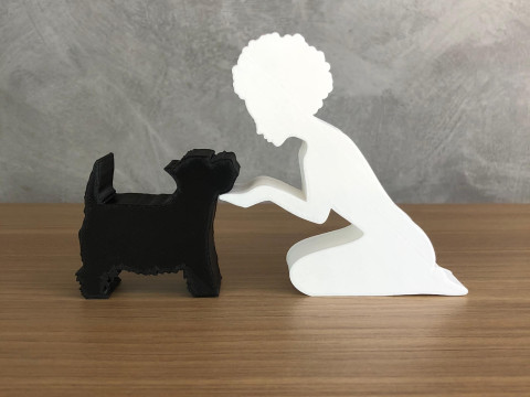 Girl and her Yorkshire - afro hair Modelo de impresión 3D