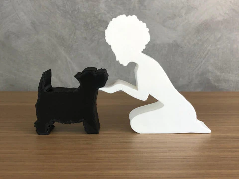Girl and her Yorkshire - afro hair 3D Print Model