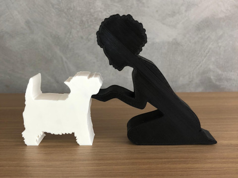 Girl and her Yorkshire - afro hair Modelo de impresión 3D