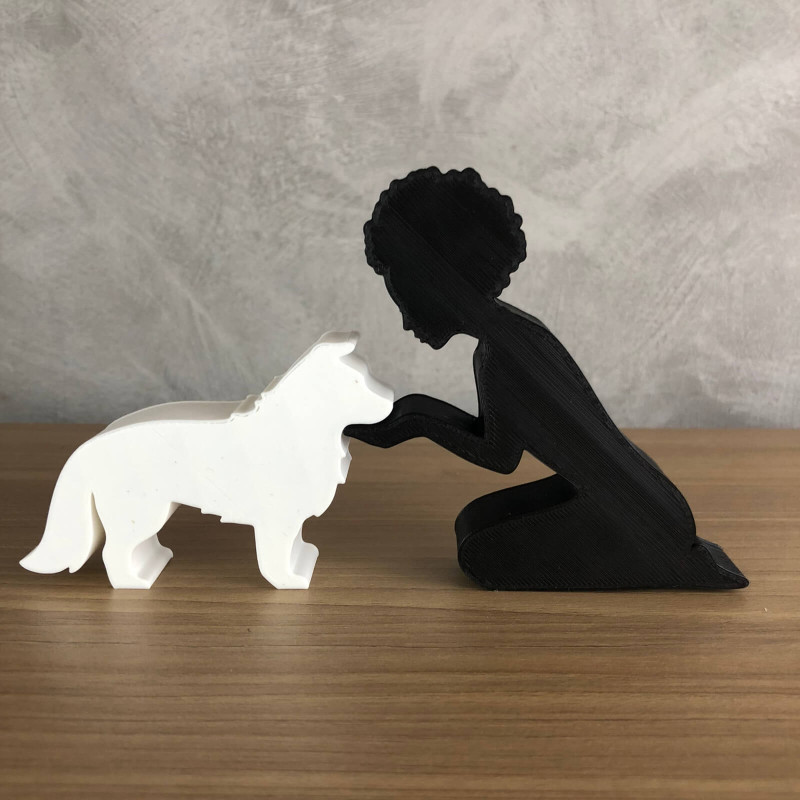Girl and her Border Collie - afro hair Modelo de Impressão 3D .c4d .max .obj .3ds .fbx .stl .blend 