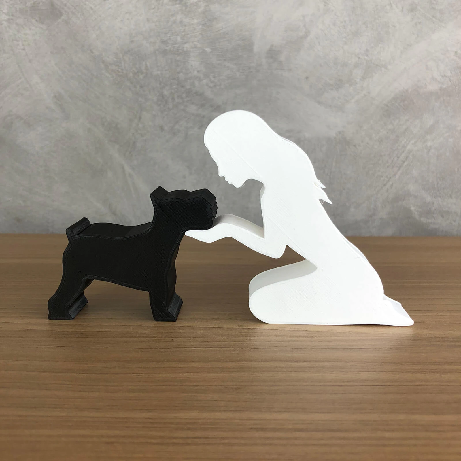 Girl and her Schnauzer - straight hair 3D Print Model .c4d .max .obj .3ds .fbx .stl .blend 