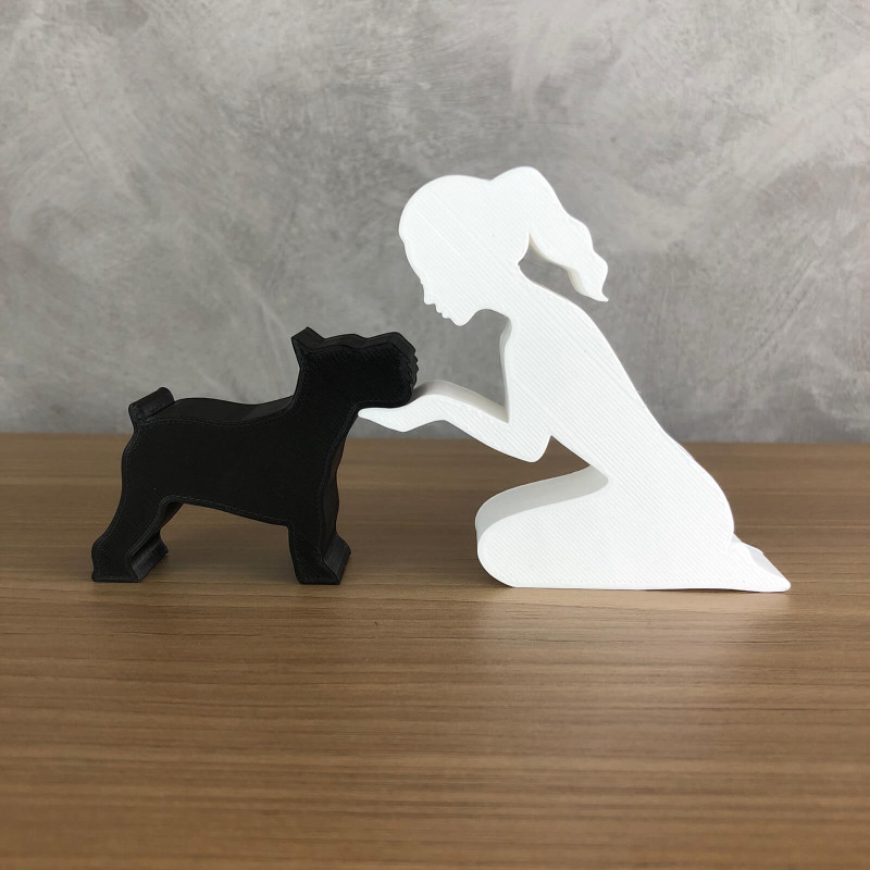 Girl and her Schnauzer - tied hair Modèles 3D en vedette .c4d .max .obj .3ds .fbx .stl .blend 