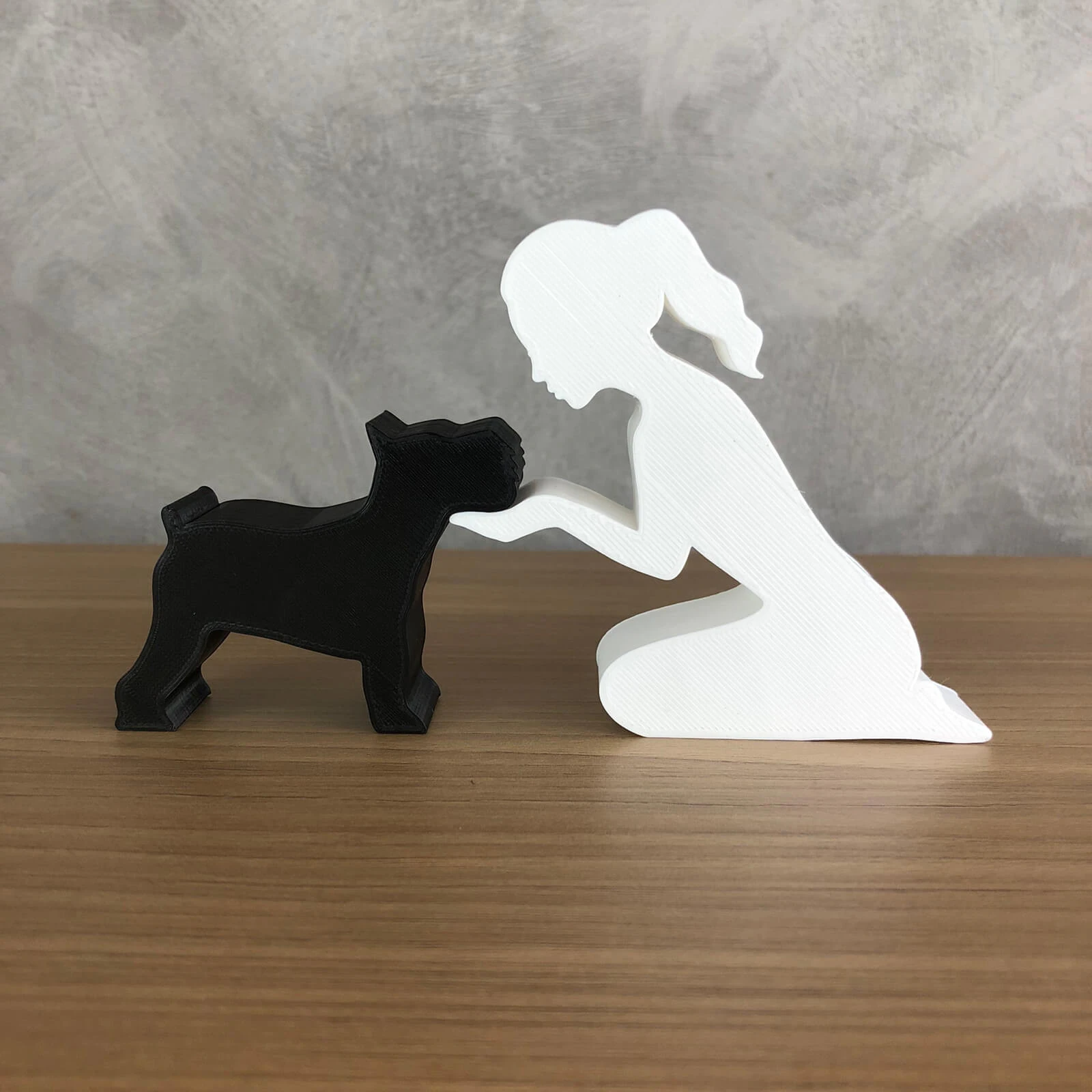 Girl and her Schnauzer - tied hair 3D Print Model .c4d .max .obj .3ds .fbx .stl .blend 