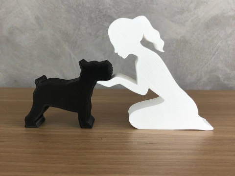 Gadis dan Schnauzernya - rambut diikat Model Cetak 3D