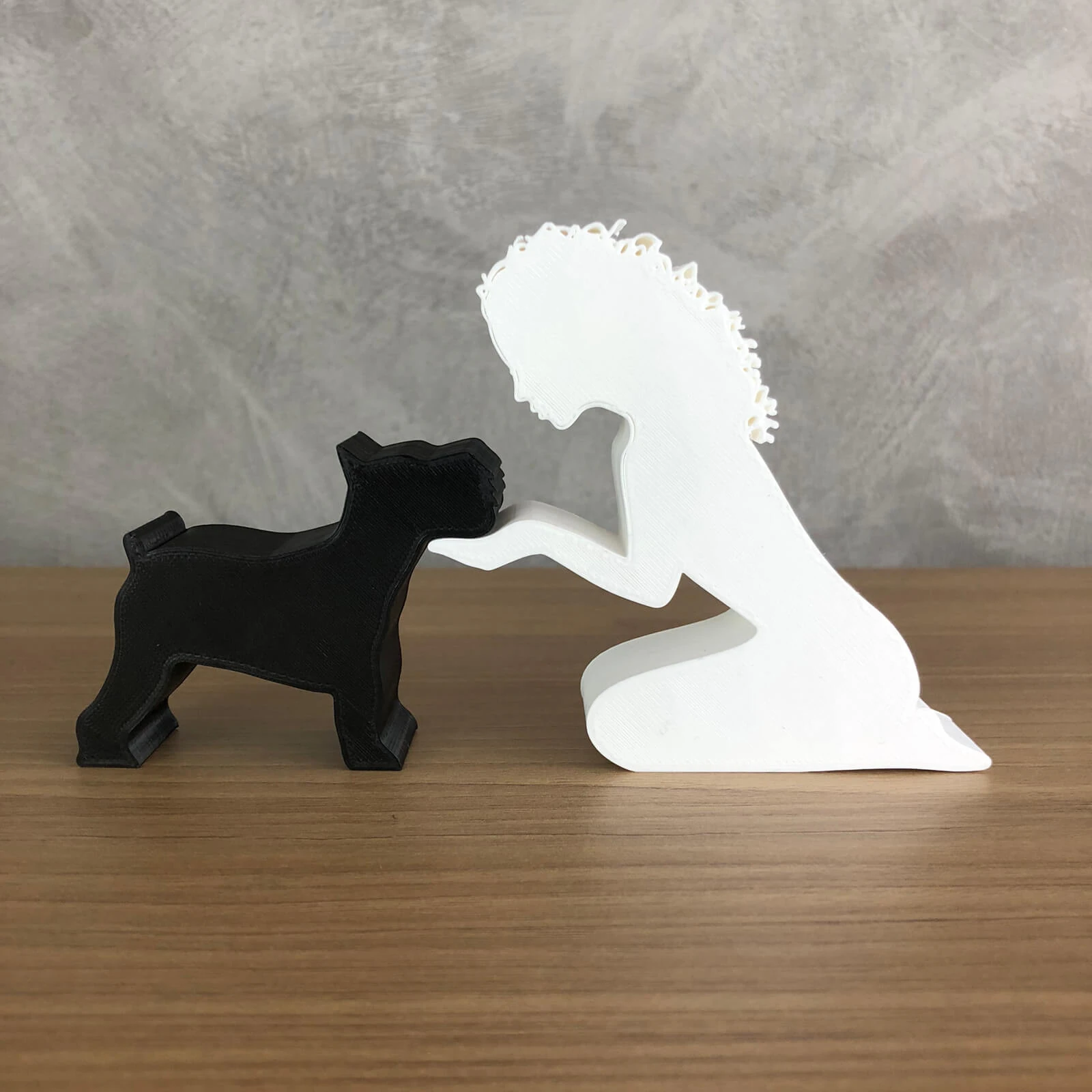 Girl and her Schnauzer - wavy hair 3D Print Model .c4d .max .obj .3ds .fbx .stl .blend 