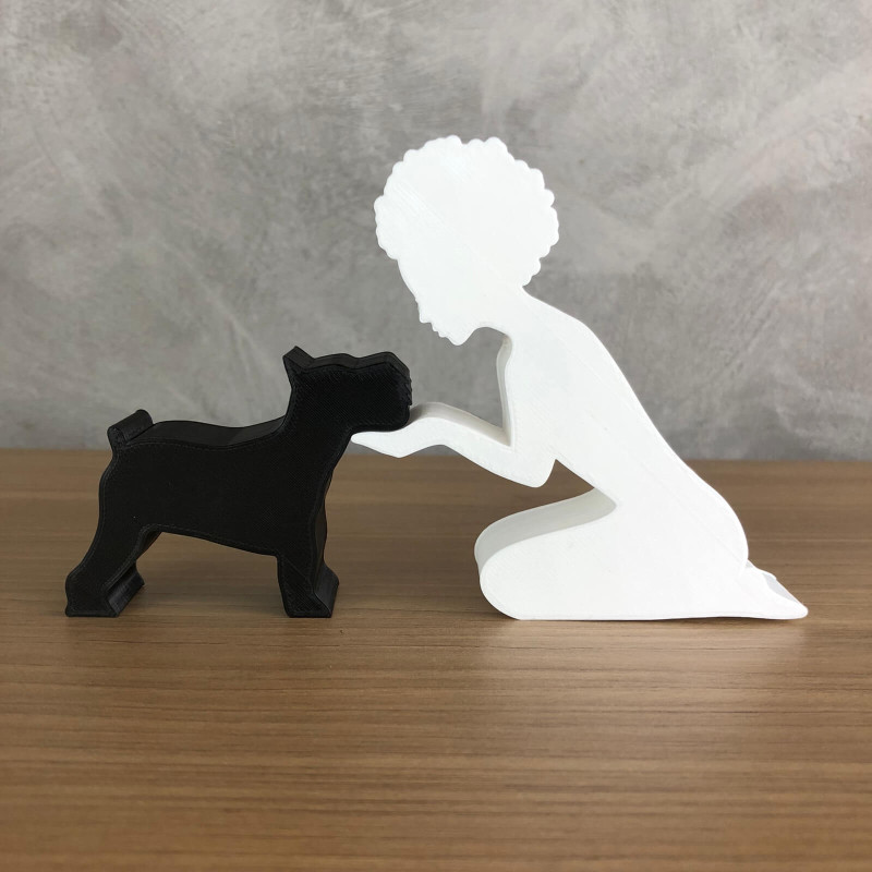 Girl and her Schnauzer - afro hair Modèles 3D en vedette .c4d .max .obj .3ds .fbx .stl .blend 