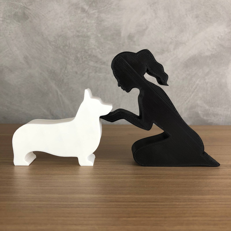 Girl and her Corgi - tied hair Modelo de Impressão 3D .c4d .max .obj .3ds .fbx .stl .blend 