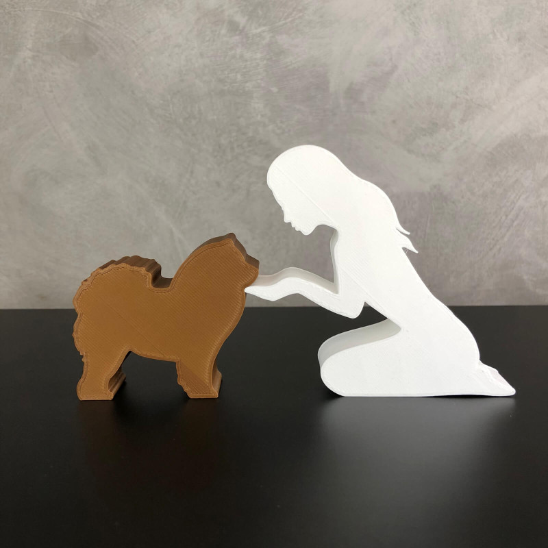Girl and her Chow Chow - straight hair Modello di stampa 3D .c4d .max .obj .3ds .fbx .stl .blend 