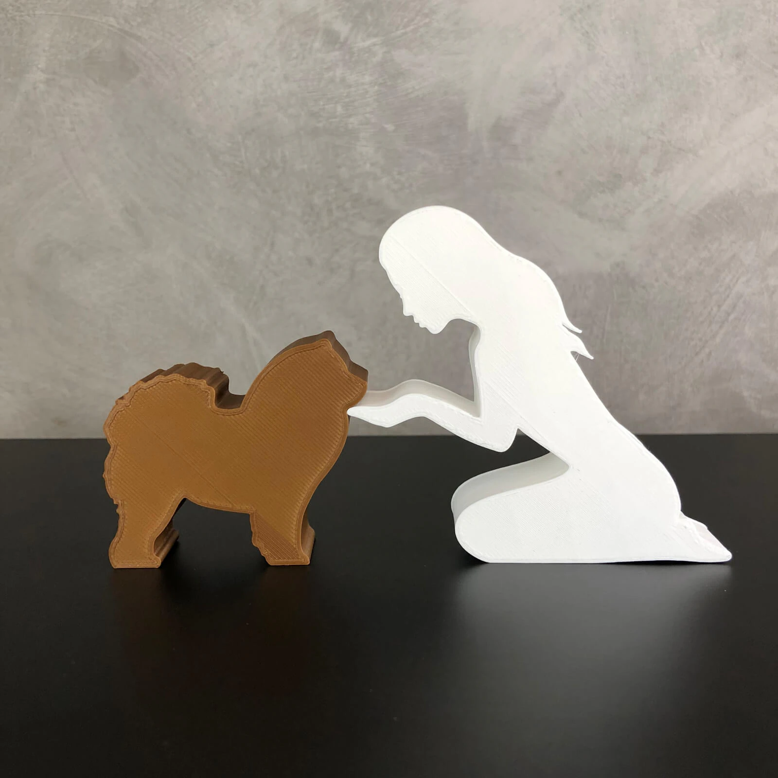 Girl and her Chow Chow - straight hair 3D Print Model .c4d .max .obj .3ds .fbx .stl .blend 