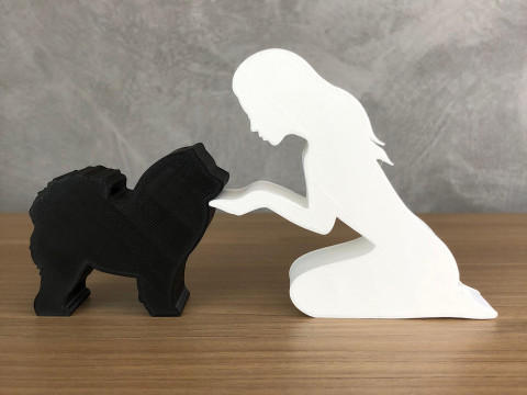 Girl and her Chow Chow - straight hair Modello di stampa 3D