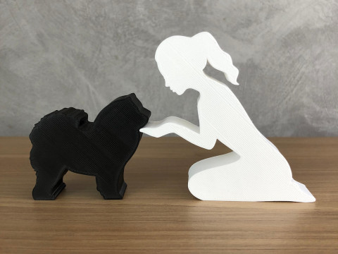 Girl and her Chow Chow - tied hair Model Cetak 3D
