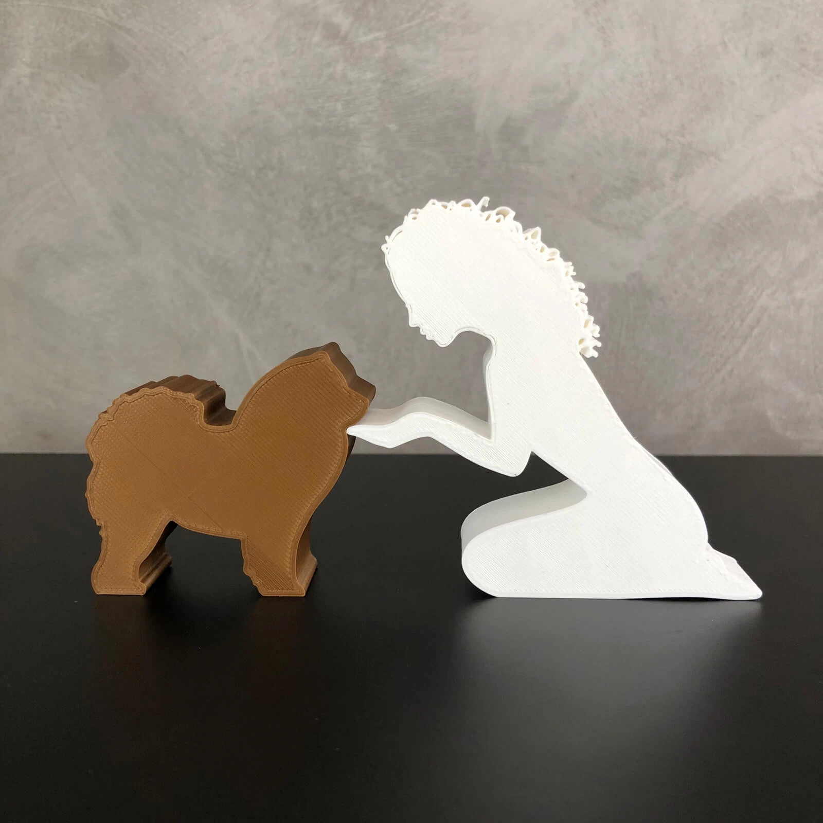 Girl and her Chow Chow - wavy hair 3D Print Model .c4d .max .obj .3ds .fbx .stl .blend 