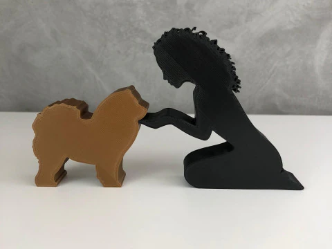 Girl and her Chow Chow - wavy hair 3D Print Model