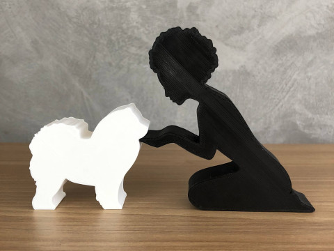 Girl and her Chow Chow - afro hair Model do druku 3D