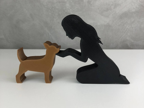 Girl and her Chihuahua - straight hair 3D 프린트 모델