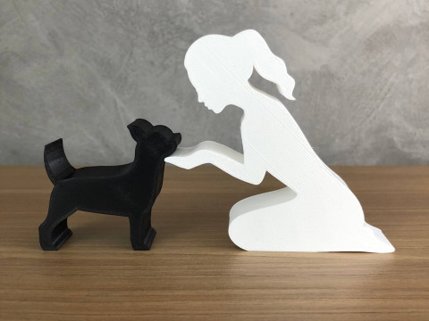 Girl and her Chihuahua - tied hair 3D प्रिंट मॉडल
