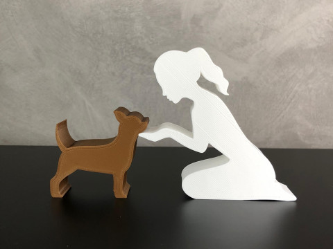 Girl and her Chihuahua - tied hair 3D प्रिंट मॉडल
