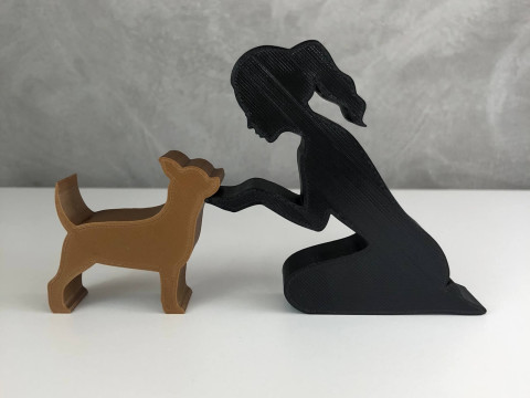 Girl and her Chihuahua - tied hair 3D प्रिंट मॉडल