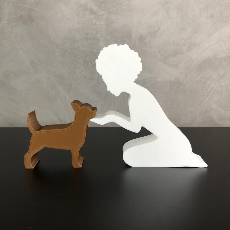 Girl and her Chihuahua - afro hair Modello di stampa 3D .c4d .max .obj .3ds .fbx .stl .blend 