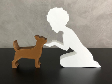Girl and her Chihuahua - afro hair 3D प्रिंट मॉडल
