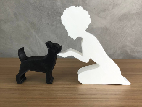 Girl and her Chihuahua - afro hair Modello di stampa 3D
