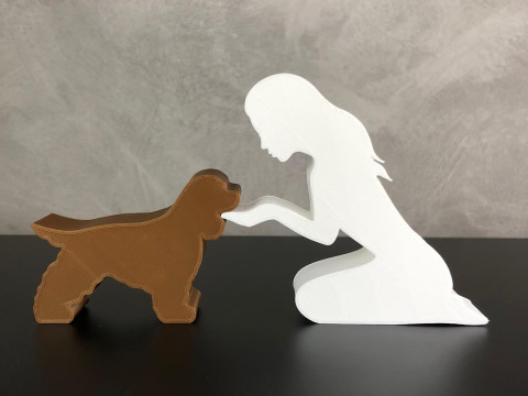 Girl and her Cocker - straight hair 3D 打印模型
