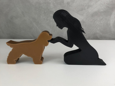 Girl and her Cocker - straight hair 3D Print Model