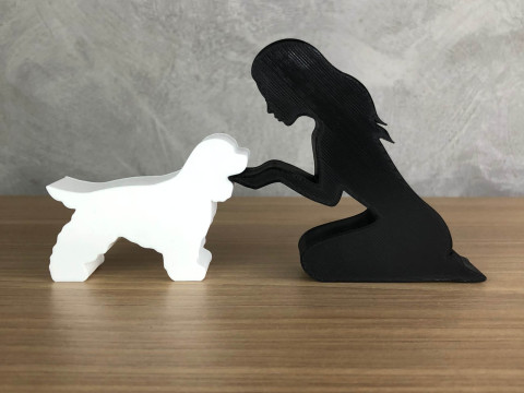 Girl and her Cocker - straight hair 3D Print Model
