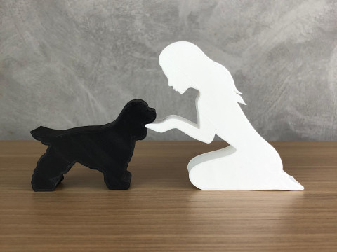 Girl and her Cocker - straight hair 3D Print Model