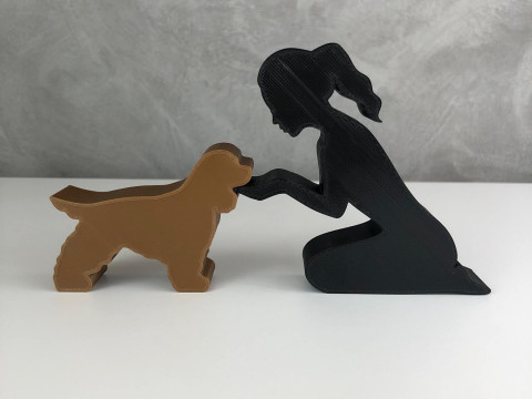 Ragazza e il suo Cocker - capelli legati Modello di stampa 3D