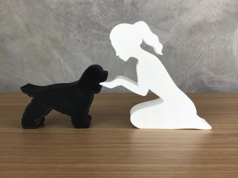 Ragazza e il suo Cocker - capelli legati Modello di stampa 3D