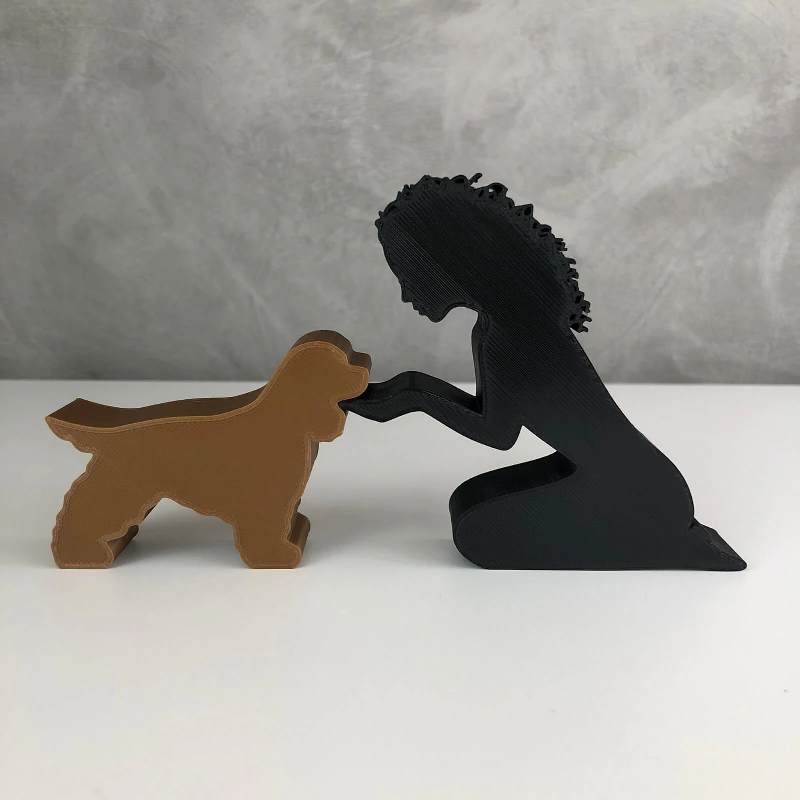 Girl and her Cocker - wavy hair 3D Print Model .c4d .max .obj .3ds .fbx .stl .blend