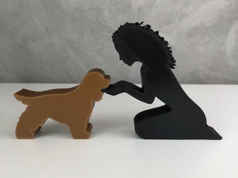 Girl and her Cocker - wavy hair 3D 프린트 모델