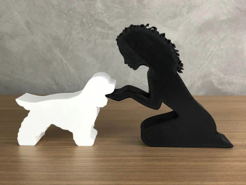Girl and her Cocker - wavy hair 3D Print Model