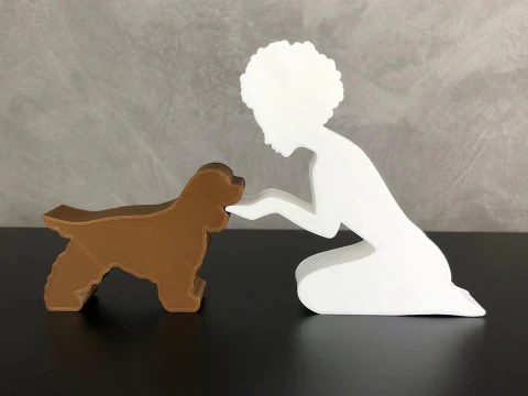 Ragazza e il suo Cocker - capelli afro Modello di stampa 3D