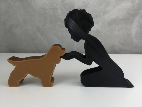 Girl and her Cocker - afro hair 3D Print Model