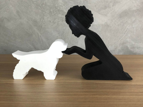 Girl and her Cocker - afro hair 3D Print Model