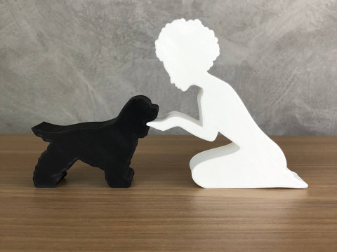 Girl and her Cocker - afro hair 3D Print Model