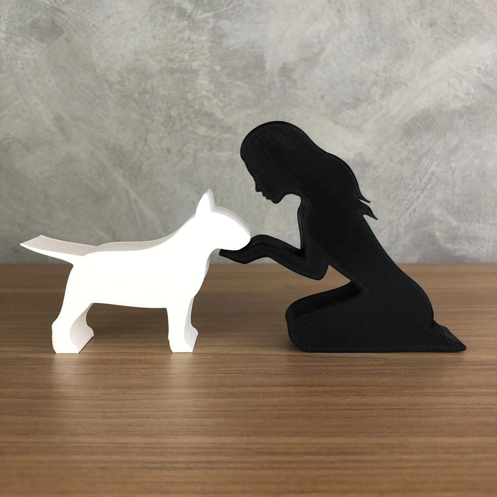 Girl and her Bull Terrier - straight hair 3D Print Model .c4d .max .obj .3ds .fbx .stl .blend 