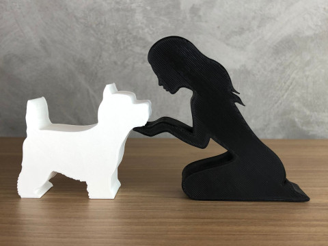 Girl and her West Terrier - straight hair 3D प्रिंट मॉडल