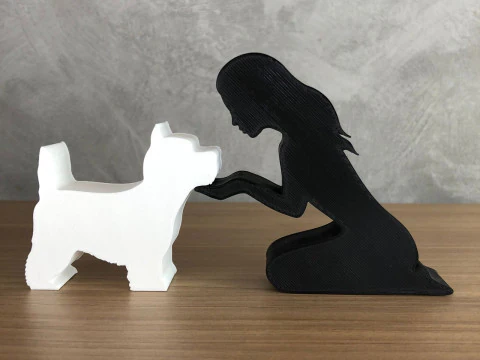 Girl and her West Terrier - straight hair 3D Print Model
