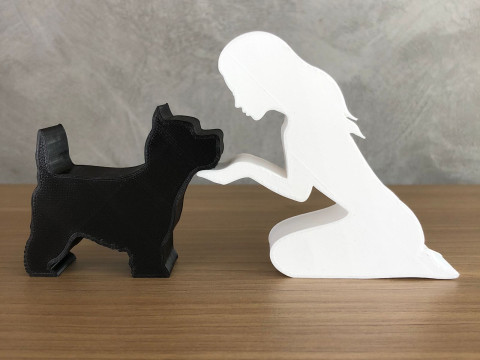 Girl and her West Terrier - straight hair 3D 프린트 모델