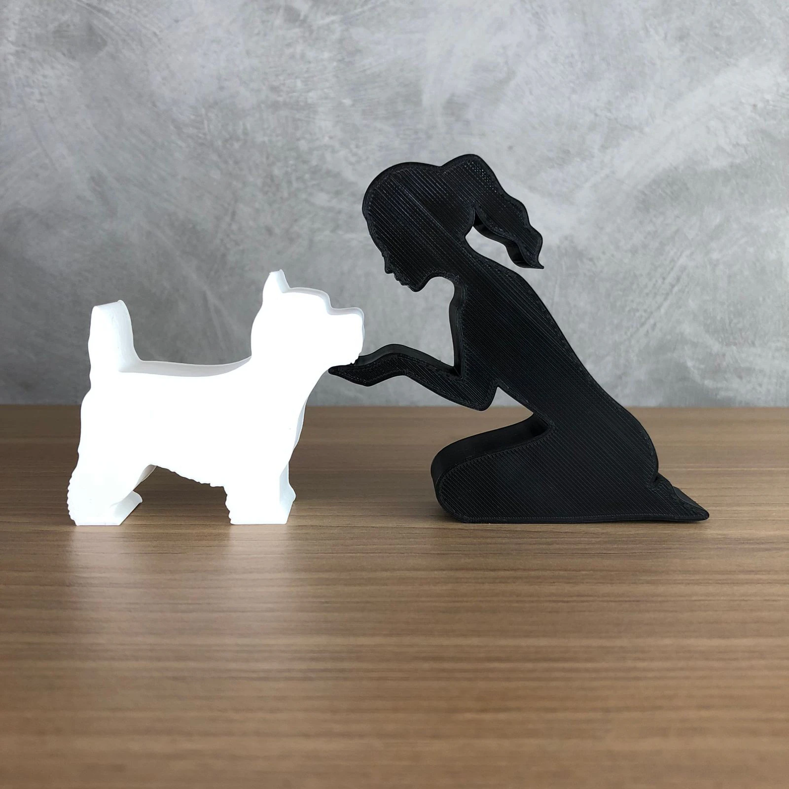 Girl and her West Terrier - tied hair 3D Print Model .c4d .max .obj .3ds .fbx .stl .blend