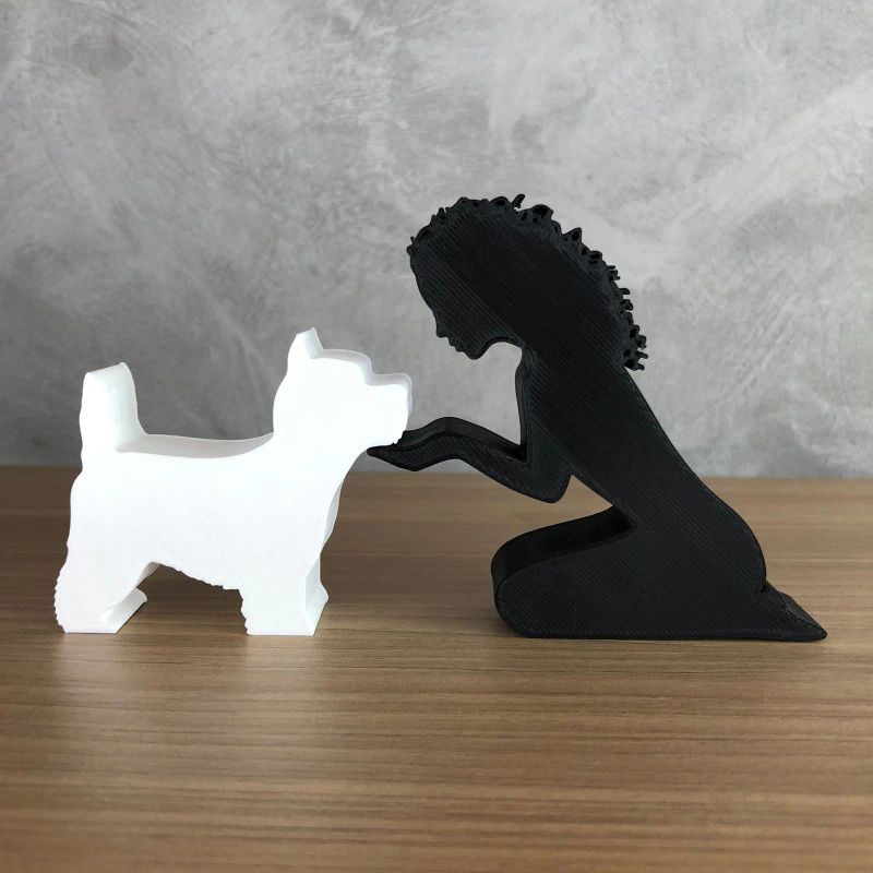 Girl and her West Terrier - wavy hair 3D Print Model .c4d .max .obj .3ds .fbx .stl .blend 