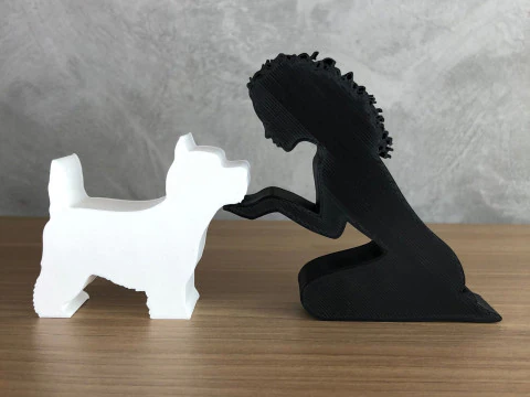 女孩和她的西梗犬-卷发 3D 打印模型