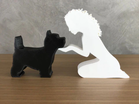 Girl and her West Terrier - wavy hair 3D Print Model