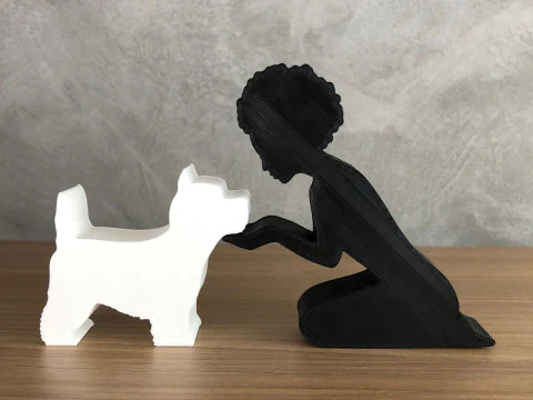 Girl and her West Terrier - afro hair 3D Print Model